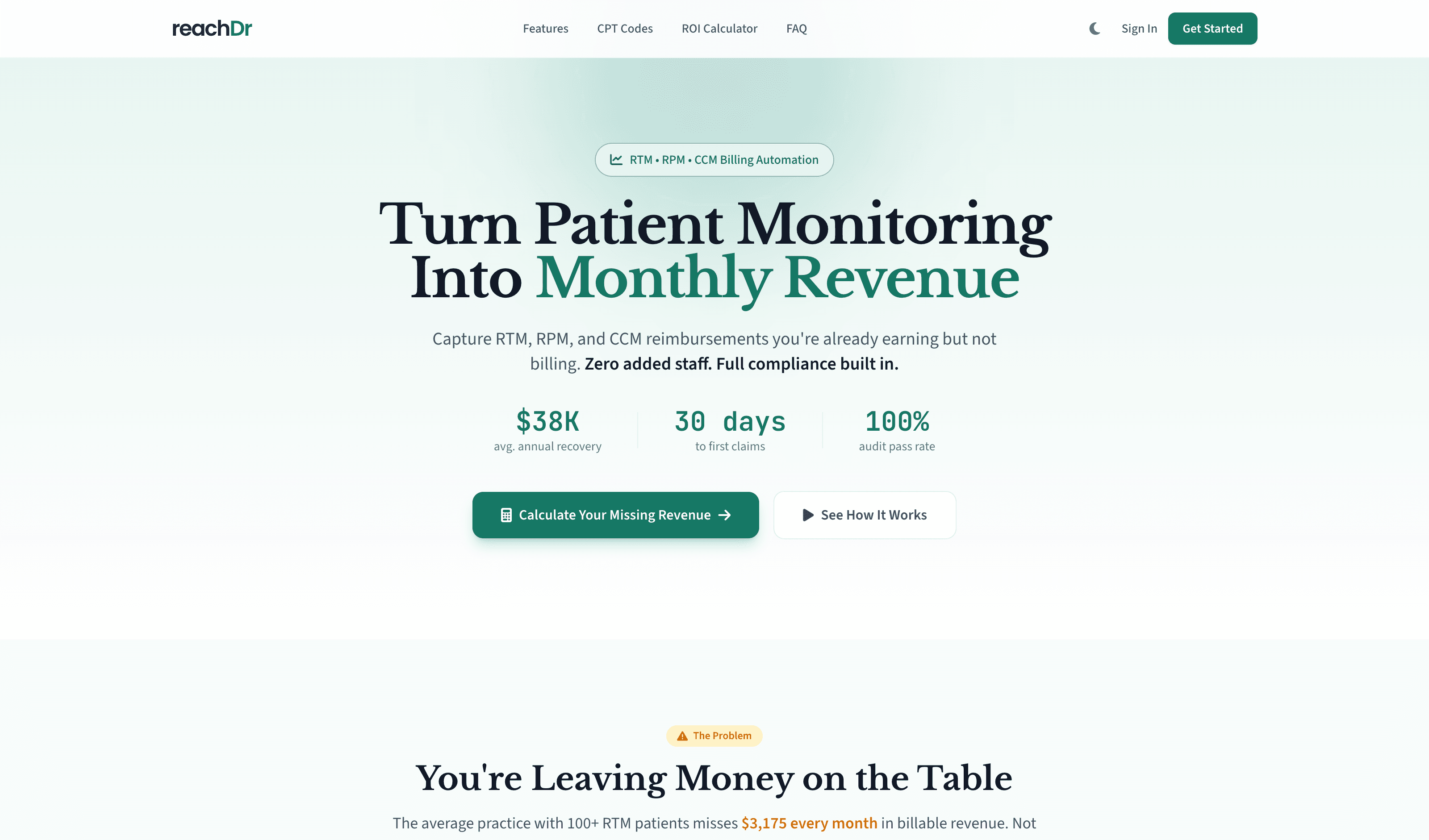 reachDr — 'Turn patient monitoring into monthly revenue', RTM/RPM/CCM billing automation